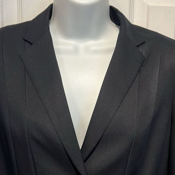 Calvin Klein Black‎ Lined Front Box Pleats Button Closure Blazer Size 8 - Picture 2 of 12